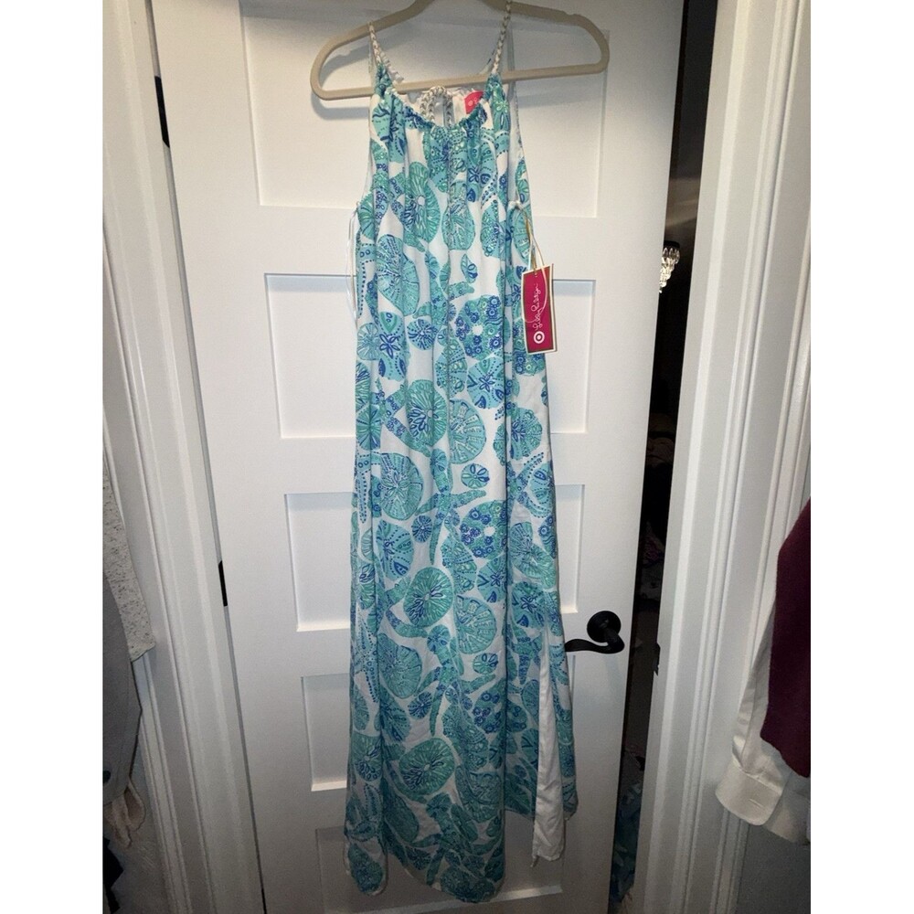 Lilly Pulitzer Target Rare discontinued Halter Maxi Dress Knit Braided Trim